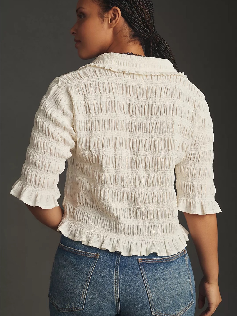 Maeve from Anthropologie Smocked Button-Front top sz medium - Picture 11 of 11